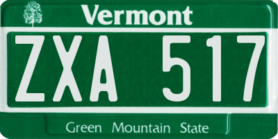 VT license plate ZXA517
