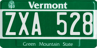 VT license plate ZXA528
