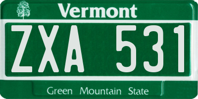 VT license plate ZXA531