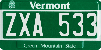 VT license plate ZXA533