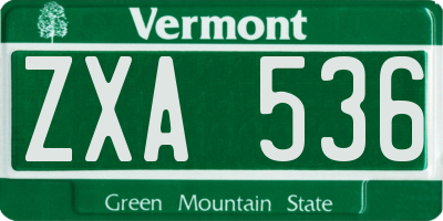 VT license plate ZXA536