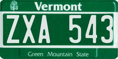 VT license plate ZXA543