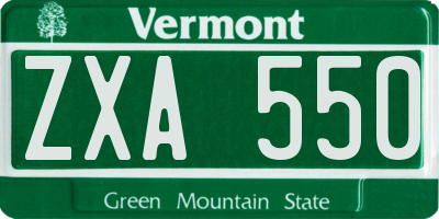 VT license plate ZXA550