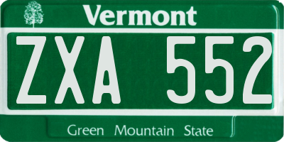 VT license plate ZXA552