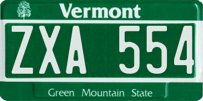 VT license plate ZXA554