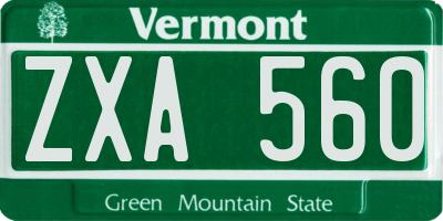 VT license plate ZXA560