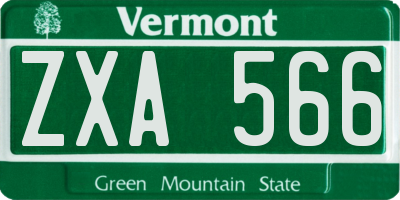 VT license plate ZXA566