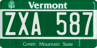 VT license plate ZXA587