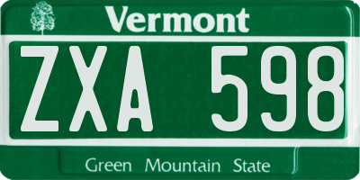 VT license plate ZXA598
