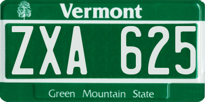 VT license plate ZXA625