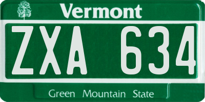 VT license plate ZXA634