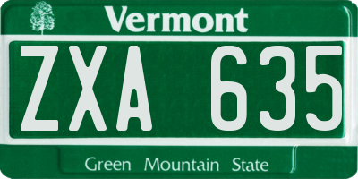 VT license plate ZXA635