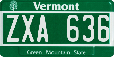 VT license plate ZXA636