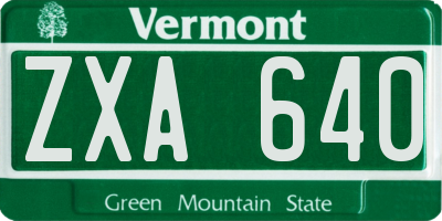 VT license plate ZXA640