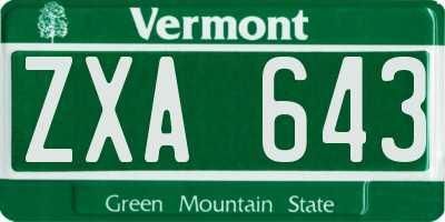 VT license plate ZXA643
