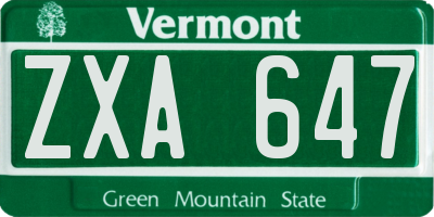VT license plate ZXA647