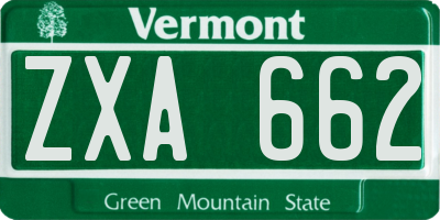 VT license plate ZXA662