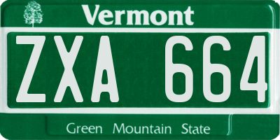 VT license plate ZXA664