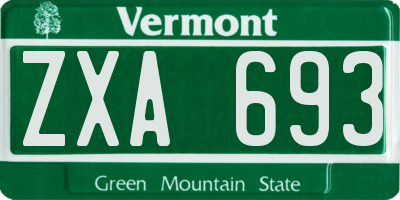 VT license plate ZXA693