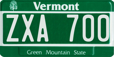VT license plate ZXA700