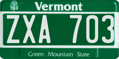 VT license plate ZXA703