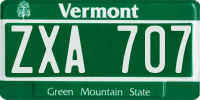 VT license plate ZXA707