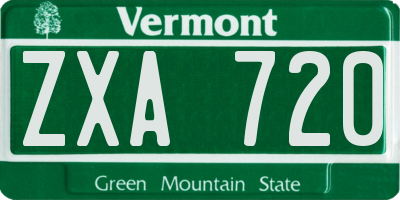 VT license plate ZXA720