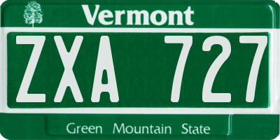 VT license plate ZXA727