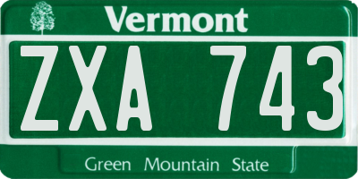 VT license plate ZXA743