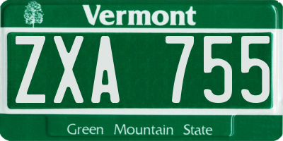 VT license plate ZXA755
