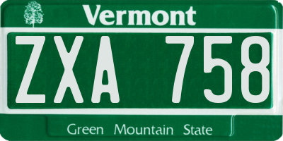 VT license plate ZXA758