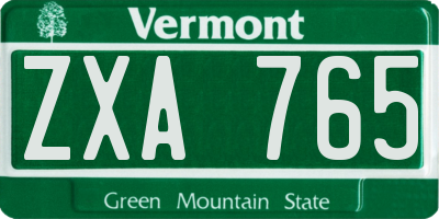 VT license plate ZXA765