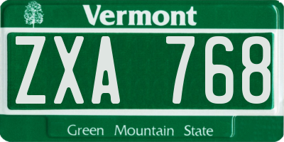 VT license plate ZXA768