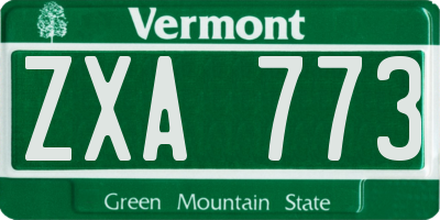 VT license plate ZXA773