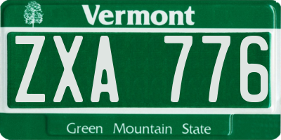 VT license plate ZXA776