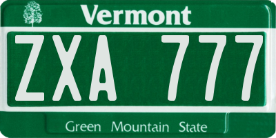 VT license plate ZXA777