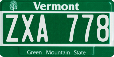 VT license plate ZXA778