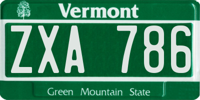 VT license plate ZXA786