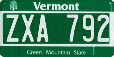 VT license plate ZXA792