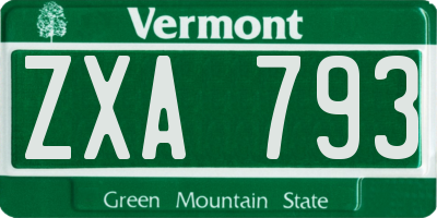 VT license plate ZXA793