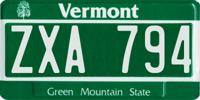 VT license plate ZXA794