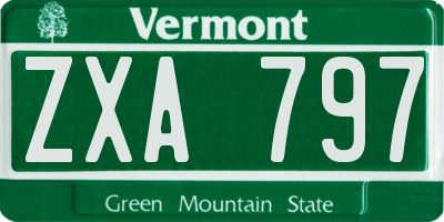 VT license plate ZXA797