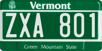 VT license plate ZXA801