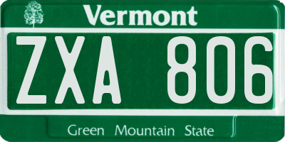 VT license plate ZXA806