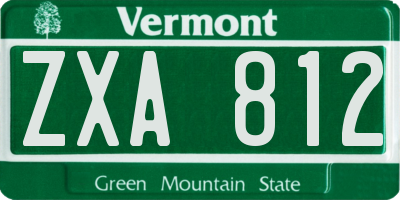 VT license plate ZXA812