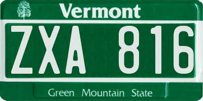 VT license plate ZXA816