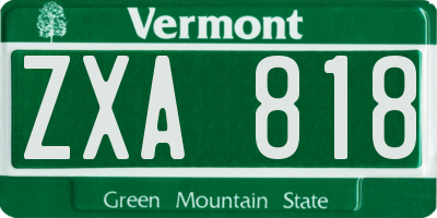 VT license plate ZXA818