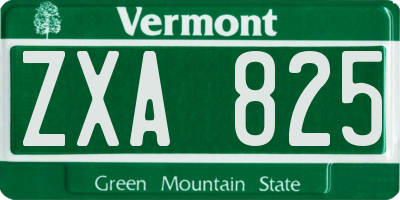 VT license plate ZXA825