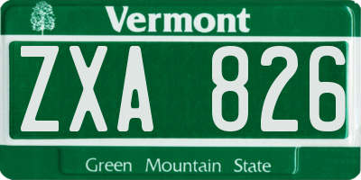 VT license plate ZXA826