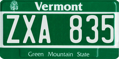 VT license plate ZXA835